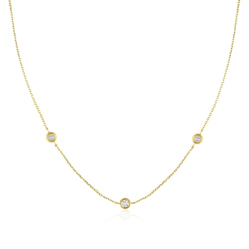 MAX + STONE 3 Station Diamond 10K Yellow Gold Station
