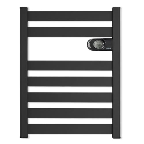 HJM Radiador Secatoallas Bajo Consumo ZINNIA 500, Programación 24/7, Turbo 2 Horas, 500W, Negro mate
