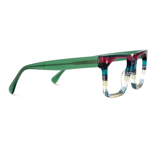 Image of Zeelool Stylish Rectangle Eyeglasses Thick Frame Glasses for women /Men with Non-prescription Clear Lens Laguer ZJGA872500-04 Green