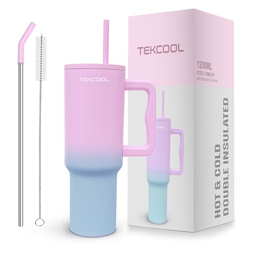 Image of Tumbler with lid and Straw 1200ML Cup Stainless Steel Hot and Cold with Handle and Lid 2 Straw Vacuum Insulated Tumbler for Water, Iced Tea or Coffee Office Gym Travelling