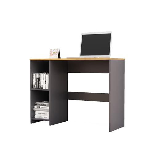 Image of Bniture Wooden Study Table for Home | Engineered Wood Study Table with 2 Storage Shelf | Multi Purpose Computer Desk for Writing & Study | Laptop Table for Study Room & Office, Slate Grey & Giant Wood