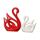 Figurine de couple de cygnes : fabriquée en porcelaine blanche de haute qualité, elle est saine et respectueuse de l'environnement, résistante aux hautes températures et à l'usure, et constitue un élément de décoration idéal pour la maison