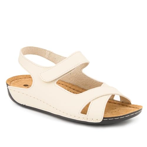 Pavers Womens Cushioned Touch-Fasten Sandals Beige Size 7