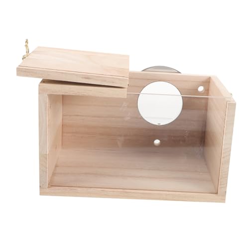 POPETPOP Outdoor Bird Nesting Box Transparent Wooden Incubation House for Cockatiels and Parakeets Durable Breeding Box with Hinged Lid for Easy Cleaning for Birds