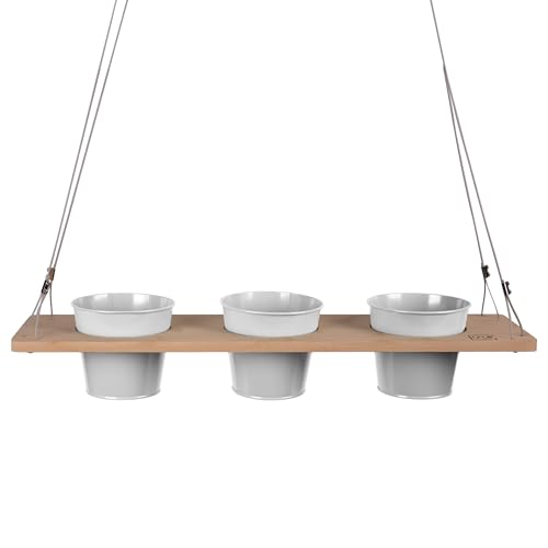 UNUS Barattolo per erbe aromatiche in bambù bianco, 60 x 16 cm, da appendere con fune metallica, supporto per erbe aromatiche per cucina, balcone, terrazza, mensola da appendere sostenibile per piante