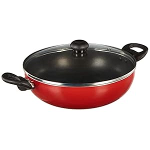 Butterfly Rapid Kadai 260 Induction Base with Glass lid (Red)