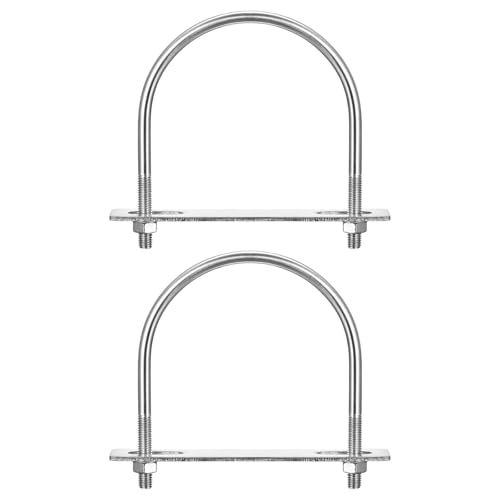 Image of TA-VIGOR 2 Sets M8 Round U Bolts, 102mm Inner Width 129mm Length 304 Stainless Steel U Bolts with Nut, Plate, Washer for Attaching Pipe, Conduit, Cable, Tube, Brackets, Boat and Trailer