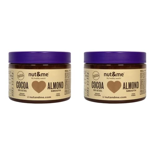 Crema de Almendras y Cacao 500 gr nut&me | 55% Almendras | 100% Natural | Fuente de Proteina | Alto en Fibras | Sin lactosa | Vegano | Pack 2 x 250gr