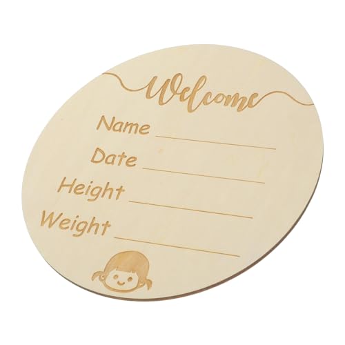Toddmomy Round Wooden Name Sign Meaningful Birth Announcement Sign for Newborns Prop for Photography and Nursery Decor