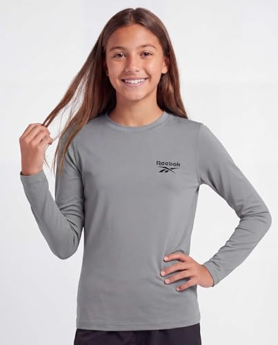 Image of Reebok 3 Pack: Girls' Long Sleeve Rashguard Swim Shirt, UPF Sun Protection Rasghguard Swimsuit for Kids Teens Tweens