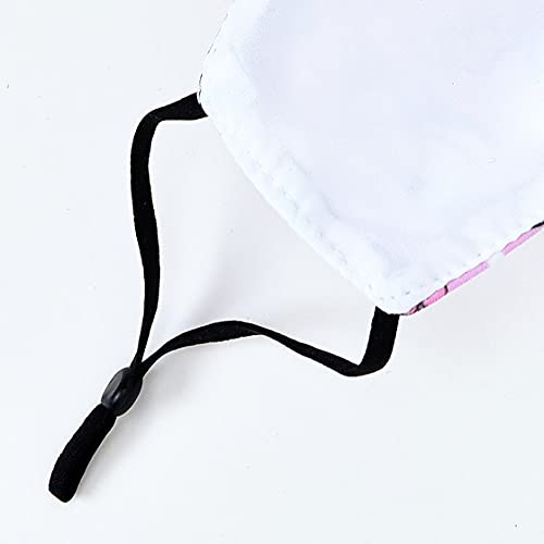 5Pack Reusable Washable Face Mask for Children Adjustable Ear Loops with Filter Pocket with 6 Pcs Replacement Filters (5 Pack Unicorn Dinosaur)