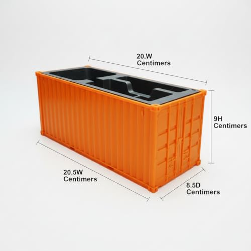 Image of Shipping Container Pen Stand, Container Style Desk Organizer Pen Stand for Office Table Shipping Company, Unique Tabletop for Gifting (Orange)