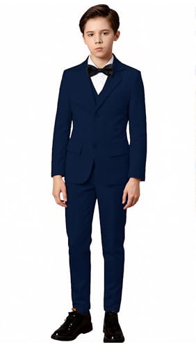 Image of Toddler Suits Slim Fit Suit for Boys,Formal Tuxedo Ring Bearer Outfit Kids Dress Clothes for Wedding,Adjustable Waist