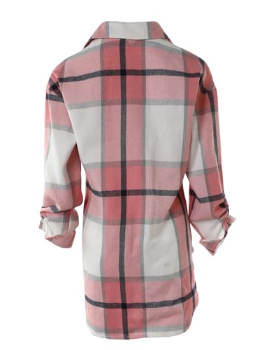 Womens Plaid Shirt Button Front Pocket Design Loose Fit Long Sleeve Casual Shirt Classic Collar Shirt for Daily Office3