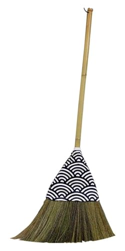 Balai paille balayant la poussière avec manche bambou pour maison