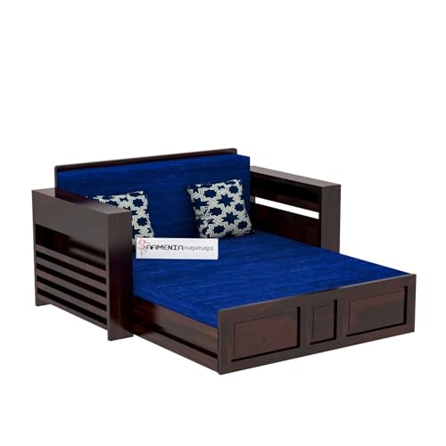 Image of Mamta Furniture Solid Wood Foster 2 Seater Sofa Cum Bed for Living Room | Two Seater Sofa Bed for Home | Sofa Com Bed | Sheesham Wood Natural Walnut