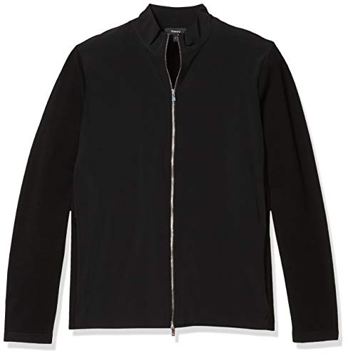 Theory Men's Belvill Cotton Blend Full Zip Cardigan Sweater, Black Multi, L