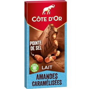 Cote DOr Chocolat au Lait Amandes Caramelisees et Pointe de Sel 200g Cote DOr Milk Chocolate with Caramalised Almond and Salt 200g