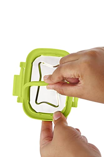 Image of STEELLOCK Smart Stainless Steel Tiffin Lunch Box for Kids and Adults | Airtight & Leakproof | Rectangle Tiffin Box for School & Office with Steel Lid | Green 170ml - 2pc