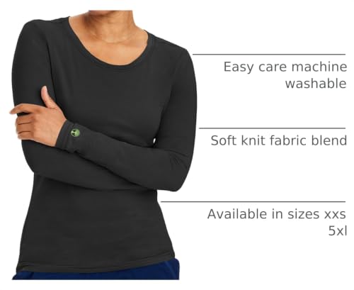Image of Healing Hands Underscrub Long Sleeve Women Knits Scrub Tops | Soft Cotton Blend Knit, Breathable Stretch Comfort, Machine Wash, Easy Care Fabric, Ideal For Layering Under Scrubs