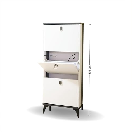 Image of The Artment your artistic apartment Slimline 3 Drawer Shoe Cabinet, MDF Material - Space Saving Shoe Storage Organizer for Hallway & Entryway | Modern Footwear Stand | Home Furniture (50x17x118 cm)