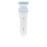 Piloto indicador de batería Philips BRL130/00, Afeitadora Femenina con una Cuchilla, Uso en Seco y Húmedo, Mango Ergonómico, Blanco/Azul Claro
