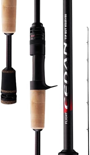PURELURE Flight CEDAN Baitcaster Rod Light + Medium Power, 36T Carbon Fiber Fishing Rod for Bass Trout Panfish, Solid Tip, Dark Oak Reel Seat 3A Cork Handle, Fuji Alconite Guides, Extra Fast Action