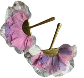 Boucles d'oreille Hortensia rose violet blanc grand modèle floral