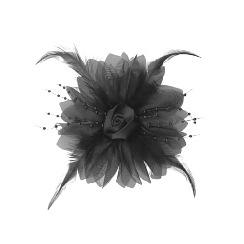 Image of Charm Feather Flower Big Brooch /Clip Boutonniere Corsage Pin for Ladies Girls Handcrafted Rose Accessory Decoration Elegant for Wedding Party Everyday For Dress Blouse Lapel Costumes Dress Up Gift
