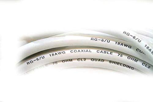 Image of Monoprice 104060 RG6 Quad Shield CL2 Coaxial Cable with F Type Connector,25ft,White
