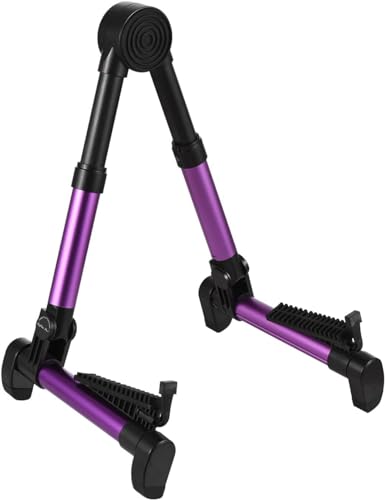 Image of Softline Pro Guitar Stand for Home, Folding Instrument for Acoustic, Electric, Classical Guitars, Violin, Ukulele & Bass, Portable and Lightweight, Easy to fold (SP24-A, Purple)