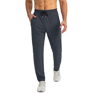 Tansozer Mens Joggers Quick Dry Tracksuit Bottoms with Zip Pockets