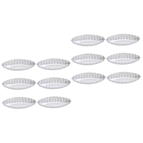 COLLBATH 12pcs Aluminium Alloy Cake Mold Baking Trays for Tarts and Desserts Non-stick Boat Tart Tins for Home Baking and Parties