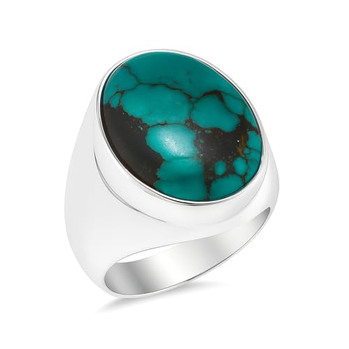 Bague en argent 925 et turquoise naturelle éclatante taille 56