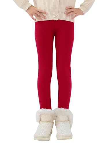 Girls Fleece Lined Leggings Kids Warm Fleece Leggings Winter Thick Full Length Thermal Pants 6-12 Years2