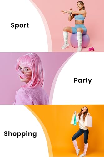 Image of Clothirily Leg Warmers - 2 Pairs Knit Leg Warmers for Women 80s Fashion Long Socks for Sports Party Yoga Winter Accessories