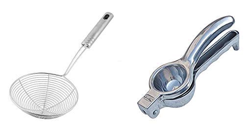 Shivay International Stainless Steel Deep Fry Strainer & Steel Lemon Squeezer Combo