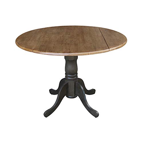 International Concepts 42 Inch Dual Drop Leaf Dining Height Table, Hickory/Washed Coal.