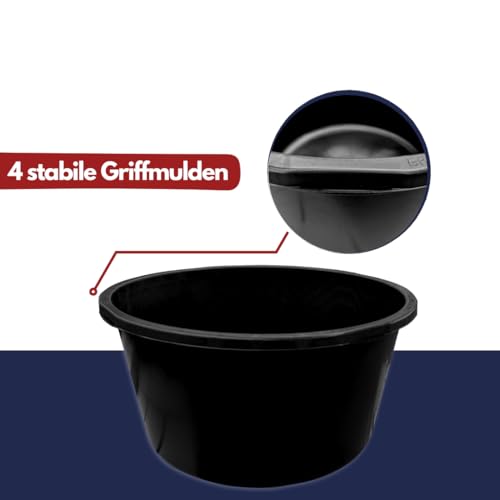 Mörtelkästen 65-90 liter | Mörtelkübel rund oder eckig | Kunstoff-Wannen in Markenqualität | Pflanzkübel für Hochbeet (5 x 90l rund)