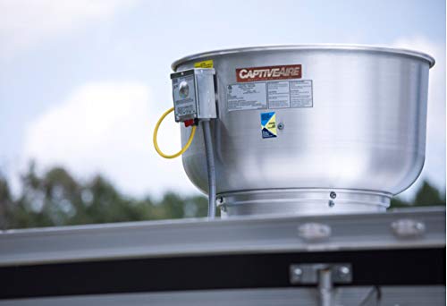 CAPTIVE-AIRE Low Profile Grease Rated Food Truck Exhaust Fan- High Speed Direct Drive Centrifugal Upblast Exhaust Fan with speed control- 19"-24.75" Fan Base, 115 Volt Single Phase Motor, (DU85HFA-)