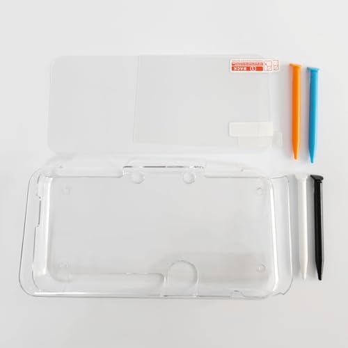 Image of Hzxkqmil Transparent Protective Case for Nintendo New 2DS XL /LL Console | Clear Crystal Hard Shell Protective Cover + 1 Set Screen Protectors Film and 4 Stylus Pen Accessories for New 2DSXL New 2DSLL