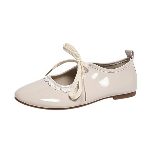 Chaussures plates Oxford femme cuir verni festonné style décontracté
