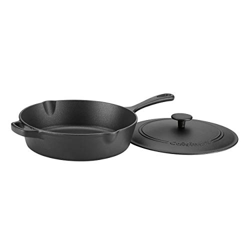 Image of Cuisinart CIPS45-30 Chef's Classic Pre-Seasoned Cast Iron Chicken Fryer with Cover, 12 inch, Black