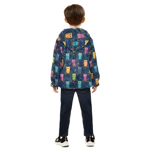 Cute Owl Toddler Fleece Jacket Baby Boys Hooded Zipper Long Sleeve Thick Warm Outerwear 3-10 Years4