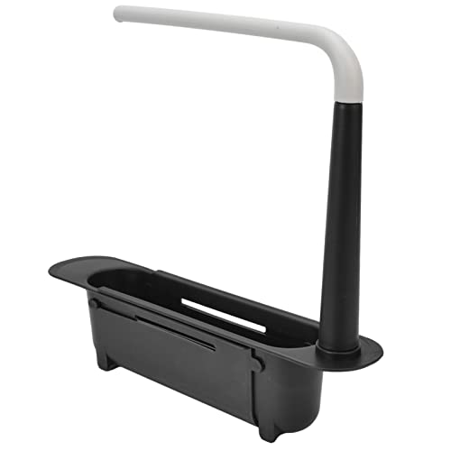 Telescopic Sink Storage Rack, Length Freely Adjustable Large Capacity PP Expandable Sink Organizer Sink Storage Rack Holder for Kitchen Sink (Black)
