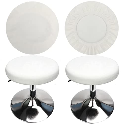 HuaLiSiJi Stool Covers Round Bar Stool Covers Velvet Round, Fabric is Soft and plush Washable Easy Care and Durable, for 12"-15.7"/30-40cm Round Stool Square Stool (2 PCS White)