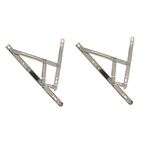 MroMax 12 Inch Round Slot Casement/Hanging Window Hinge and 202 Stainless Steel Silver Tone 2PCS, Gray, 2pcs 12inch 2.0