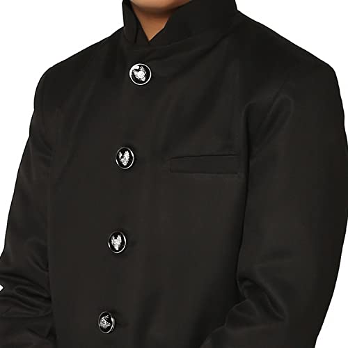 Image of TAHVO Boys Cotton Blend Solid Bandhgala Regular Fit Blazer