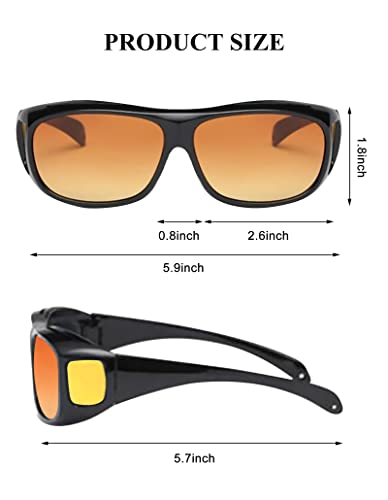 Lxnoap Night Vision Driving Wraparounds Wrap Around Prescription Glasses Anti Glare Sunglasses for Men and Women (Dark Orange Lens)2