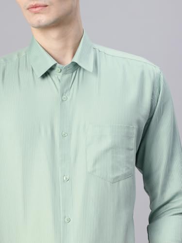 Image of Majestic Man Men's Solid Cotton Blend Textured Wrinkle-Resistant Slim Fit Easy Iron Formal Shirt